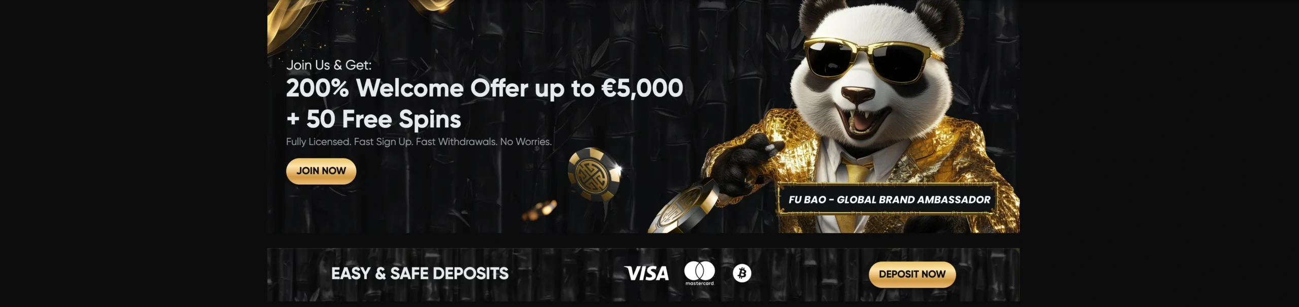 Bonus di benvenuto al Golden Panda casino banner